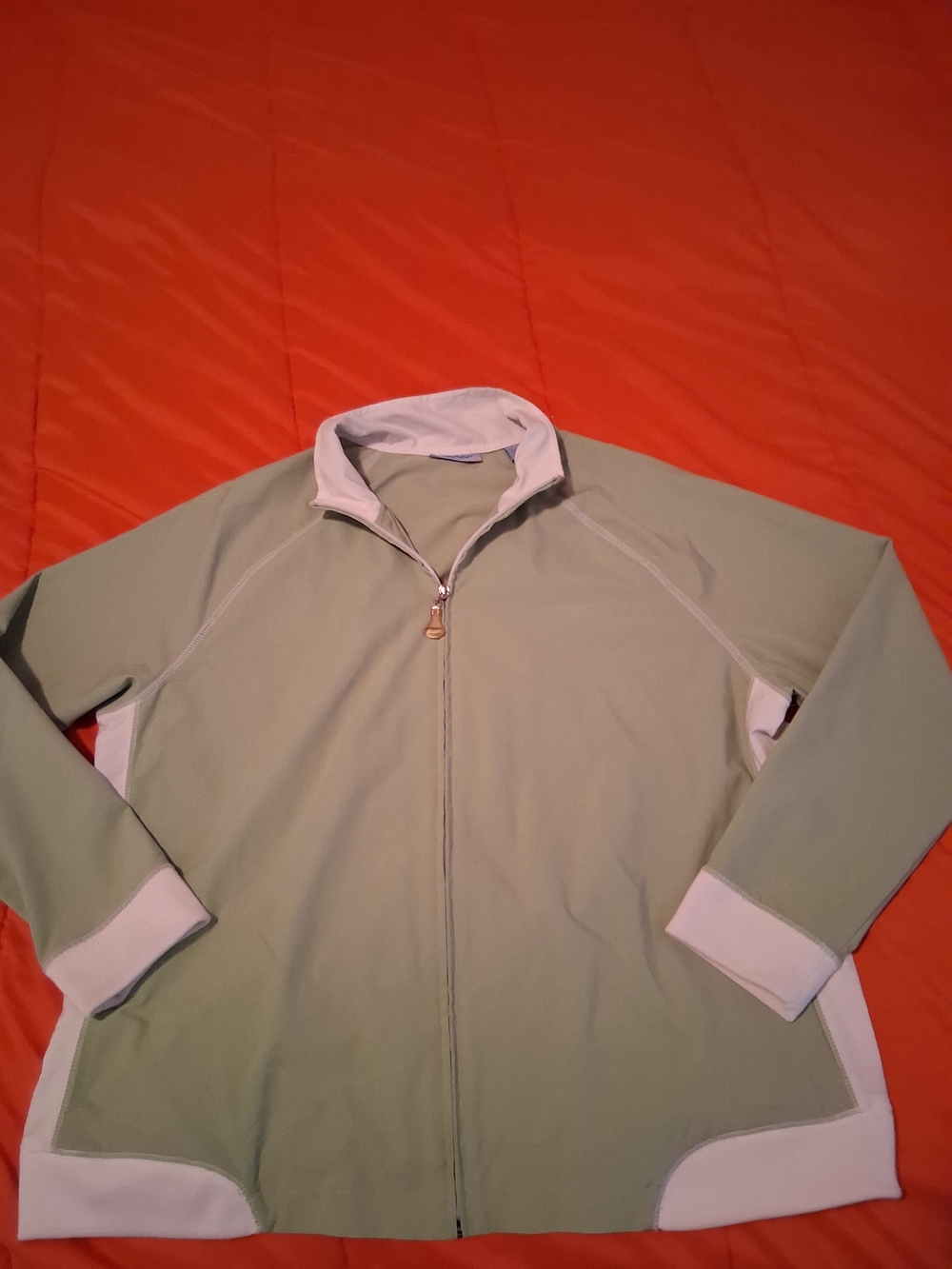 Pacers by Karen Scott Vintage Retro Women’s L Green/White Full Zip track jacket - Picture 3 of 5
